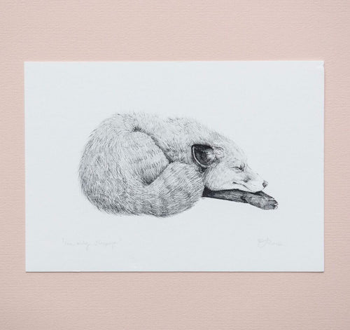 Sleeping fox print by artist Emma Morgan